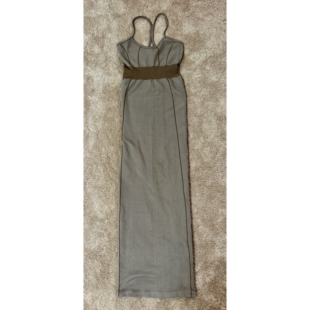Brown Herringbone Bodycon‎ Maxi Dress